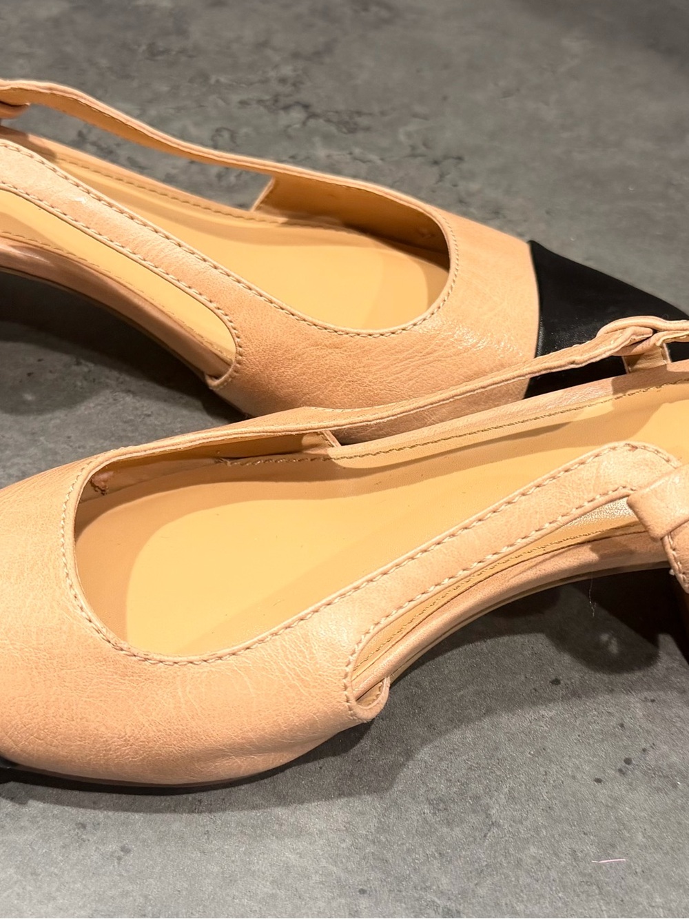 Express Nude and Black Two-Tone Slingback Mules